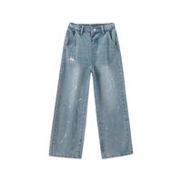 女童牛仔裤春夏款2024长裤儿童休闲裤宽松男童阔腿裤子