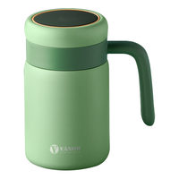 Vanow智能保温杯女316不锈钢高颜值茶水分离办公室泡茶水杯子 渐变绿【普通款】 400ml