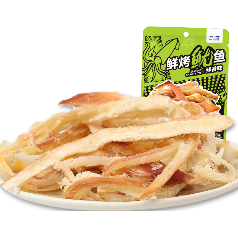 水一方鲜烤鱿鱼丝即食海鲜休闲零食鱿鱼干手撕炭烤鱿鱼条大连特产伴手礼 鲜烤鱿鱼