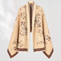 达芬奇密码女性保暖加厚大围巾办公室午睡披肩毛毯防寒 蝶绕花枝 咖驼