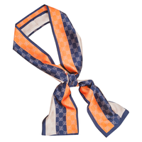 达芬奇密码 长条领带脖子配饰衬衫绑包小丝巾女 百搭春秋职业西装薄款领巾 拼色字母 蓝桔咖