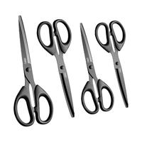 得力黑刃剪刀不锈钢剪子不粘胶厨房家用宿舍用学生安全手工剪纸刀办公拆快递学生小剪刀便携美工用品 【常规黑小号】银刃12cm/