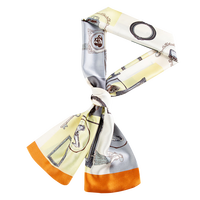 达芬奇密码 春秋长丝巾发带长条韩版窄飘带围巾女百搭 魅力臻选 米黄