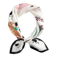 达芬奇密码 纯真丝漫画风浪漫小方巾女春夏丝巾 猫咪乐园 黑色