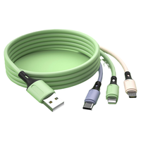  宣界 DP0131 三合一 液态软胶多头数据线  Micro USB，Type-C，Apple Lightning 军绿色 Type-C