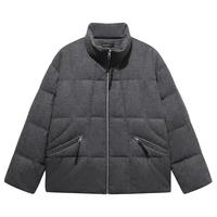 2024冬GXG仿毛呢面料羽绒服男时尚保暖立领面包服通勤外套