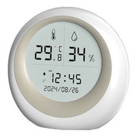 德力西电气(DELIXI ELECTRIC)家用室内温度计带笑脸婴儿房闹钟计时电子数显温湿度计温度表 香槟色-背光-时间+闹钟
