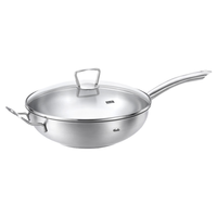 Fissler 菲仕乐 炒锅fissler马克单柄炒锅家用不锈钢炒菜锅燃气电磁炉通用 马克30厘米玻璃盖单柄炒锅