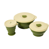 牧高笛(MOBIGARDEN)京宴 户外露营野餐多功能烹饪折叠杯碗三件套 NX25666003 苔原绿