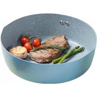 炊大皇 COOKER KING平底煎锅麦饭石色不粘锅炒菜锅加深加高牛排多功能锅燃气电磁炉 带盖-加深可煎炒 26cm