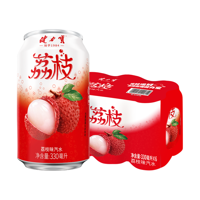 健力宝 低糖0脂低能量零脂荔枝味330mL*6罐碳酸饮料解腻汽水