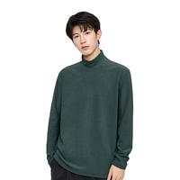 真维斯（JEANSWEST Z+）双面绒打底衫男士打底衫双面磨绒秋冬男士保暖长袖内搭居家内搭衣 墨绿（半高领） L