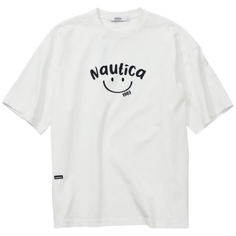  nautica white sail 日系笑脸治愈 中性短袖圆领T恤