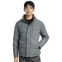 雪中飞 SNOWFLYING羽绒服男士冬季轻商务干练立领美拉德色系纯色时尚百搭防寒服外套 灰绿 3XL (190)