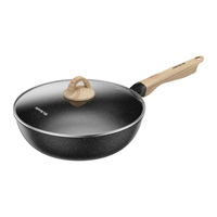 九阳(Joyoung)黑金麦饭石色不粘炒菜锅家用不粘炒锅燃气电磁炉通用 28cm
