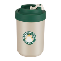 彩致（CAIZHI）304不锈钢咖啡杯大容量便携带盖水杯吾猫万岁随行杯450mlCZ6771 咖啡杯 复古绿450ml（不带把手）