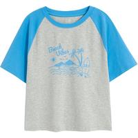 Gap女装插肩袖T恤LOGO户外撞色修身短袖款659474美式复古上衣