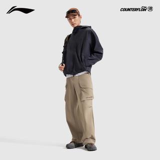 李宁（LI-NING）户外CF溯丨防泼水软壳长裤男25秋冬季登山徒步运动裤AYKV757 菇褐色-2 XL