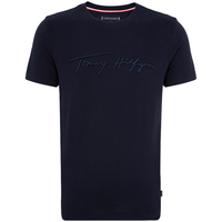 TOMMY HILFIGER23新款春夏男女同款纯棉简约签字体刺绣透气短袖T恤02365