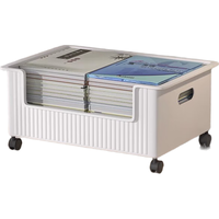 邦尼美家 BANNMEIJIA桌下书本收纳箱书包书籍可移动带滑轮书箱桌面书本办公用品收纳盒 山茶花白【大号】带轮