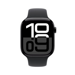 苹果 Apple Watch Series 10 智能手表 GPS款 46mm 亮黑色铝金属表壳 黑色橡胶表带 S/M