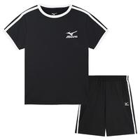 美津浓 Mizuno【短T+短裤】夏季套装男女童潮酷撞色拼接运动中大童速干两件套