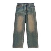 唐狮美式高街牛仔裤男冬季加绒潮牌痞帅男生裤子男士阔腿直筒裤YB