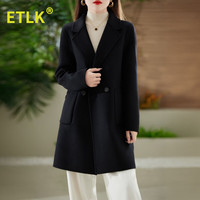 ETLK2025秋冬新款高端双面呢羊毛大衣女中长款赫本风气质优雅毛呢外套