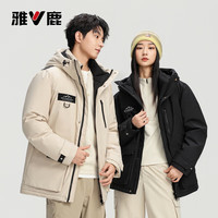 雅鹿羽绒服女2025冬季户外时尚同款派克服加厚保暖外套女 黑色 XL /180