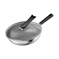 德博莱炒锅304蜂窝不锈钢炒菜锅煎锅平底不粘炒锅32cm燃磁通用 【32cm】304蜂窝不粘锅