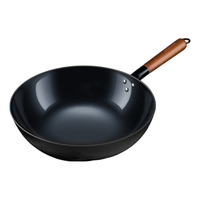 AUX奥克斯精铁不锈铁锅炒菜锅无涂层不粘锅圆底纯铁锅电磁炉燃气灶通用32cm 家用32cm精铁锅【2-4人】 32cm