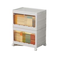 纳份爱书本收纳箱宿舍教室装书整理箱子家用可折叠透明书籍收纳 透明白-特大号-带滑轮【二层】