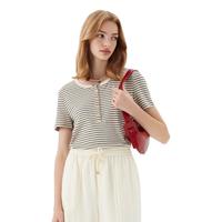 【柔软棉感】衣恋短袖女亲肤舒适经典条纹圆领t恤休闲上衣夏季