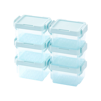 名创优品MINISO家用首饰桌面收纳盒方形杂物玩具带盖透明储物盒 6个装 【带盖卡扣叠加组合】迷你6个装