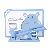 梵乐厨宝宝辅食菜板刀具套装家用婴儿案板儿童砧板水果刀二合一辅食工具 卡通粉色菜板