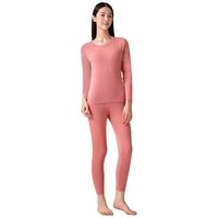 宜而爽【含山羊绒蚕丝】7A抑菌防螨秋衣秋裤男女无痕加厚保暖内衣套装 女款-豆沙粉 L(男170/女165)