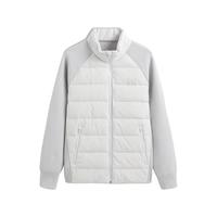 Gap男装2024秋季印花logo立领拼接羽绒服简约休闲外套638287 浅灰色 180/100A(XL) 亚洲尺码