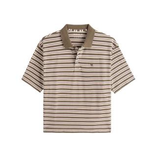 PLUS会员：Abercrombie & Fitch AF小麋鹿图案男装25夏季美式POLO短袖T恤 棕色条纹 M (180/100A)