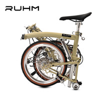 RUHM三折叠自行车铬钼钢休闲成人超轻便携国布16英寸小布折叠自行车C7 沙漠黄