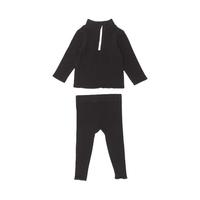 【两件套】儿童时尚潮流弹力修身罗纹针织长袖上衣长裤休闲套装