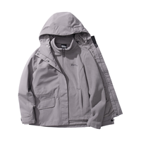 Jack Wolfskin DELHI女收腰户外抓绒内胆三合一冲锋衣外套5120243 紫灰色/I0084 S