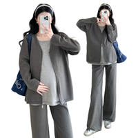 苒祺祺秋装套装2025休闲开衫外套减龄上衣+阔腿裤春秋两件套 深灰色 M