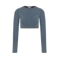 【热辣BM风】女式酷感休闲显瘦露腰短款圆领长袖紧身T恤