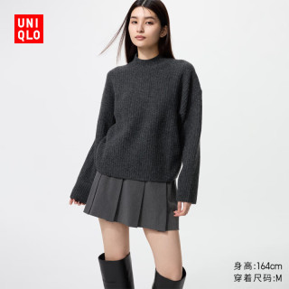 优衣库 女装舒芙蕾半高领针织衫/毛衣毛衫479158 08 深灰色 2XL /165/100B