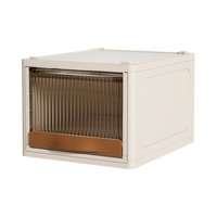 HAIXIN 海兴 AIXIN 海兴 收纳盒 翻盖抽屉双向开门组合叠加 透明棕1只装