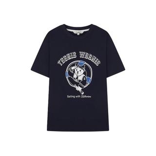短袖T恤女2024年春夏款简约圆领套头T恤趣味印花上衣打底衫
