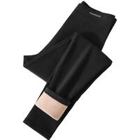 宜而爽女士保暖裤秋冬加绒加厚打底棉裤修身防羊羔绒女裤 黑色 XL