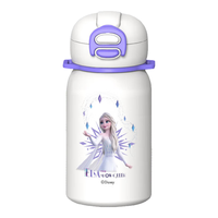 全格（QUANGE）迪士尼冰雪艾莎儿童保温杯316不锈钢吸管直饮杯带杯套水壶500ml 冰雪艾莎 500ml