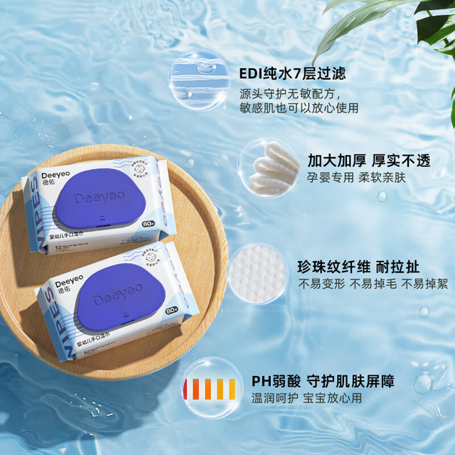 88VIP：德佑 婴儿手口湿巾80抽5包