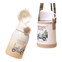 史努比（SNOOPY）儿童保温杯带吸管水壶男女小316大宝宝学饮不锈钢喝水杯子 咖 咖480ML【直饮+吸管带杯套】